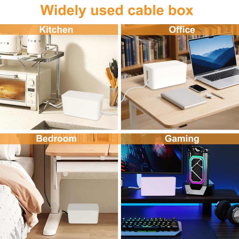 Resulzon Cable Management Cord Cover Wire Hider Box Concealer Organizer Protector System for Home Theater Entertainment Center Office School (White) - Image 4
