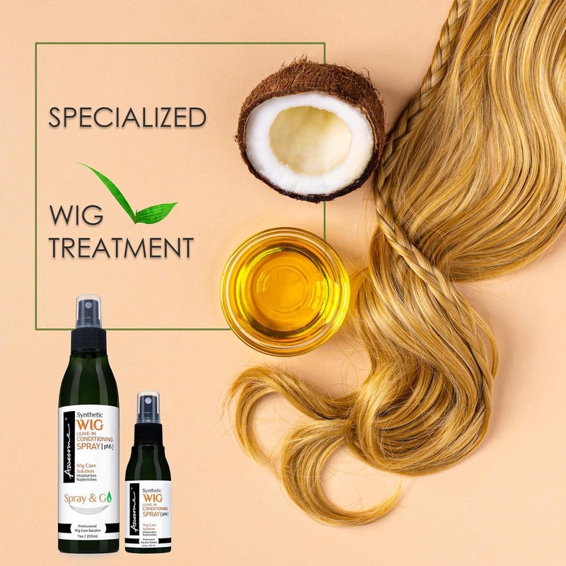 Awesome Synthetic Wig Shampoo & Leave in Conditioner Spray, pH6, Replenishes & Easy Combing, Contains Coconut Oil (Premium Set of 3) - Image 5