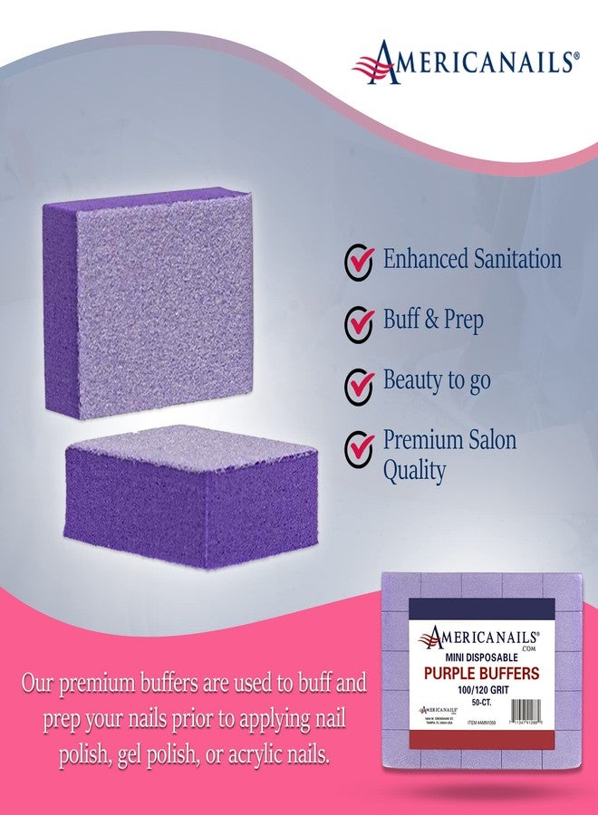 AMERICANAILS .COM Americanails Mini Purple Buffers - (100/120 Grit) - Professional Salon Quality Buffing Blocks for Nails - Buff Nails Prior to Application of Polish, Gel Polish, Gel, Acrylic, Double-Sided, 50 Ct - Image 4