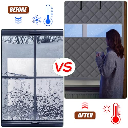 UYEDUJZ 39 x 63 Inch Thermal Window Cover for Winter, 3 Layer Oxford Cotton Visible Insulated Windows Cover Blanket, Cold Weather Winter Window Insulation Kit Thermal Curtain for Winterizing and Keeping Warm - Image 4