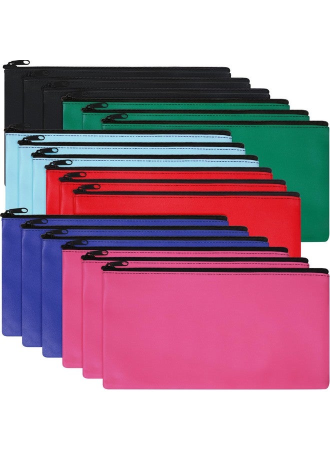 Potchen 18 Pieces Money Bank Bag With Zipper For Cash Bank Bags With Zipper 11 X 6 Inch Security Bank Deposit Bag Leatherette Money Cash Coin Check Wallet Pouch (Multi Color) - Image 1