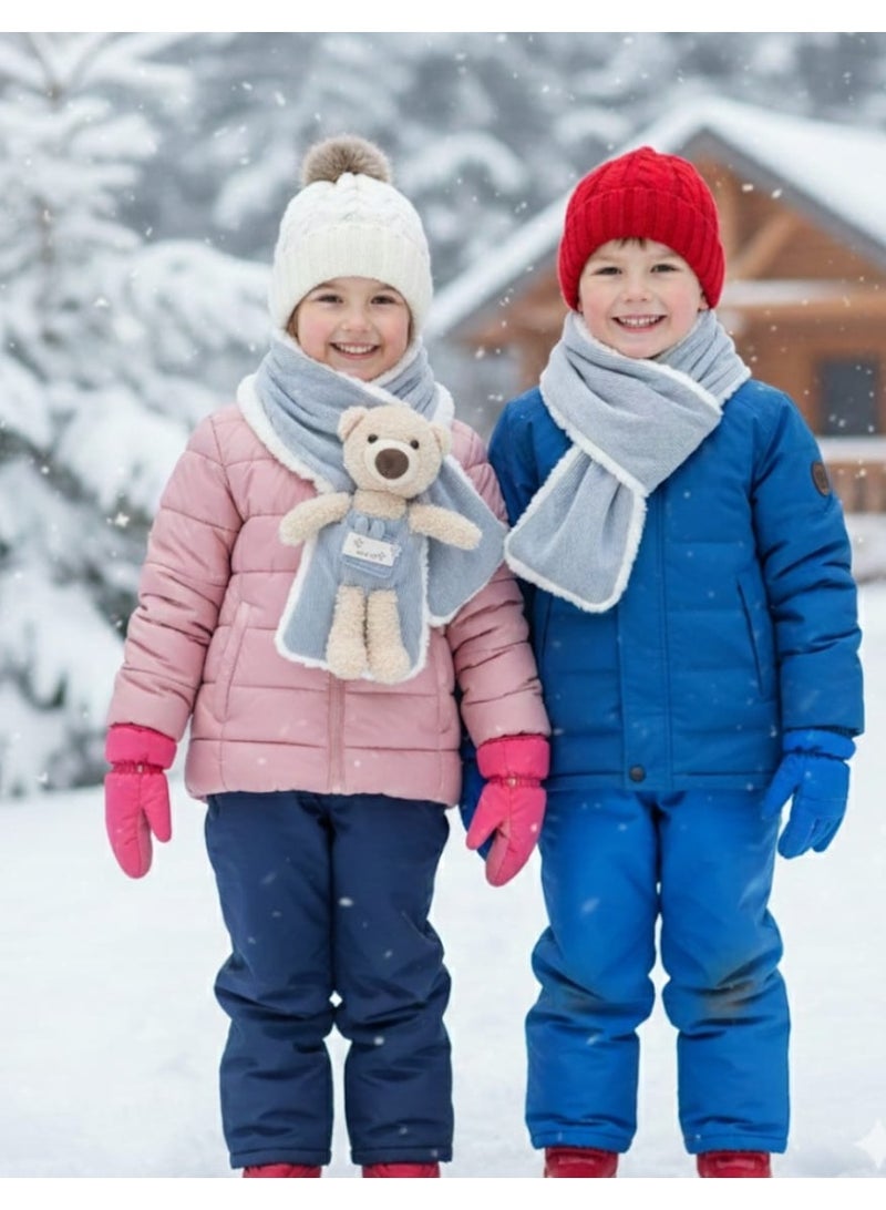 Soft Winter Scarf with a Cute Teddy Bear — Adorable and Warm Design for Kids - Image 3