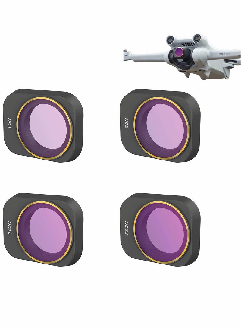 SOLARAE مجموعة فلاتر عدسة ND مكونة من 4 قطع لـ DJI Mini 3 Pro - ملحقات طائرات الدرون متعددة الطلاء (ND4، ND8، ND16، ND32) لتحسين التصوير الفوتوغرافي والفيديو. - Image 1