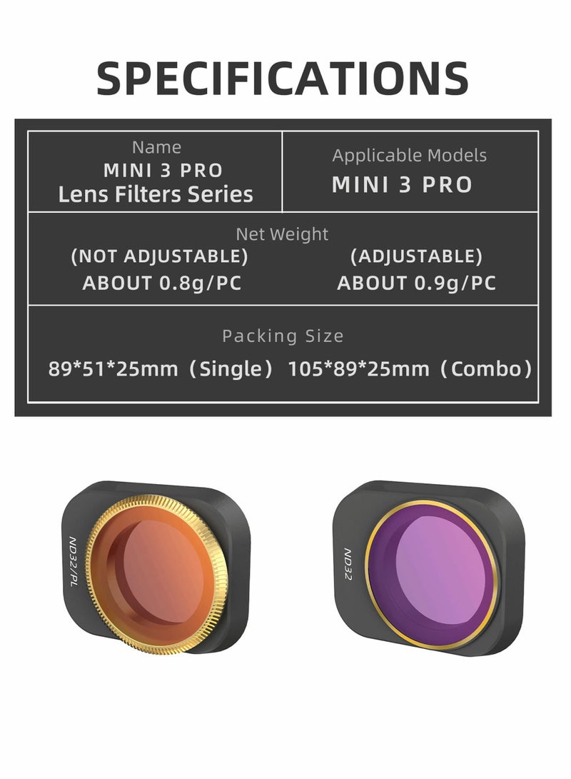 SOLARAE مجموعة فلاتر عدسة ND مكونة من 4 قطع لـ DJI Mini 3 Pro - ملحقات طائرات الدرون متعددة الطلاء (ND4، ND8، ND16، ND32) لتحسين التصوير الفوتوغرافي والفيديو. - Image 4