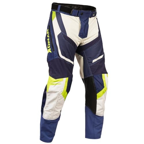 Rynox Unisex Dune Neo Offroad Regular Fit Pants | Motorcycle Offroad Riding Pants with Abrasion Resistance and Active Ventilation - Blue Hi-Viz Green, Small - Image 1