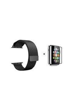 Milanese Stainless Steel Mesh Band with Screen Protector For Apple Watch 40mm Black