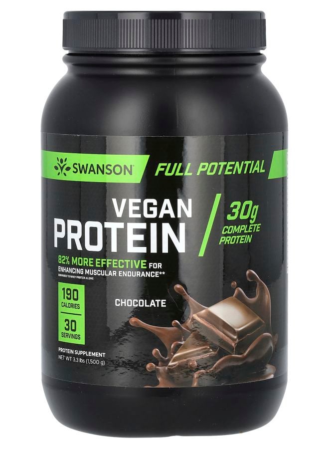 SWANSON Vegan Protein Chocolate 3.3 lbs (1500 g) - Image 1
