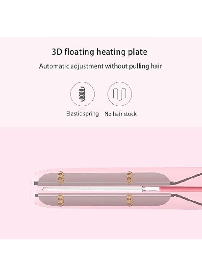 LUOLNH Ceramic Mini Hair Curler, Mini Dual Purpose Curling Iron, Curling Iron, Mini Curling Iron for Short Hair, Hair Straightener and Curler 2 in 1 Mini Hair Curler (Pink)  - Image 2