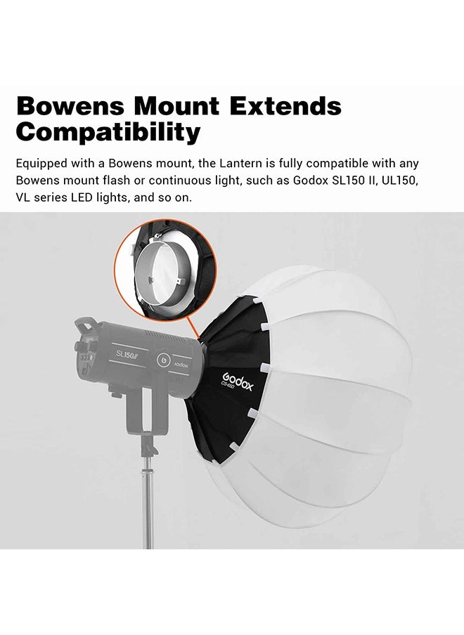 Godox - Godox CS-65D 65cm Diameter Collapsible Lantern Softbox Photography Soft Box with Bowens Mount Quick-Install for Video Recording Live Streaming Film Making - Image 1