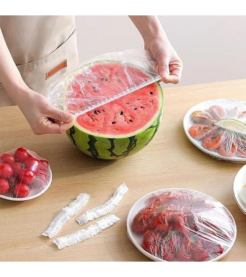 102Pcs Reusable Elastic Food Covers Durable Clear Plastic Stretchable Fresh Keep - Image 1