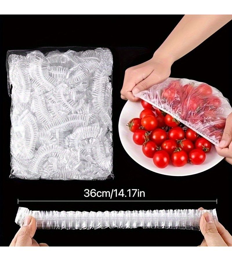 102Pcs Reusable Elastic Food Covers Durable Clear Plastic Stretchable Fresh Keep - Image 4