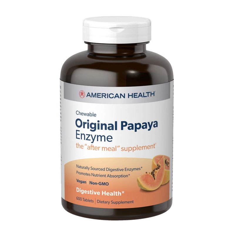 American Health Original Papaya Enzyme Chewable Tablets Promotes Nutrient Absorption And Helps Digestion GlutenFree Vegetarian 600 Count 200 Total Servings