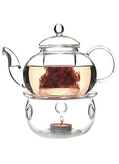 Goldedge Tea Pot Set With Cups And Burner Clear 600ml  - Image 2