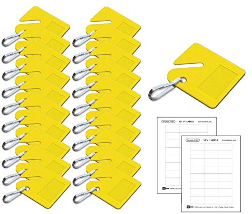 Lucky Line Square Slotted Cabinet Key Tag with Hooks and Labels, 20 Pack (2668020), Yellow - Image 1