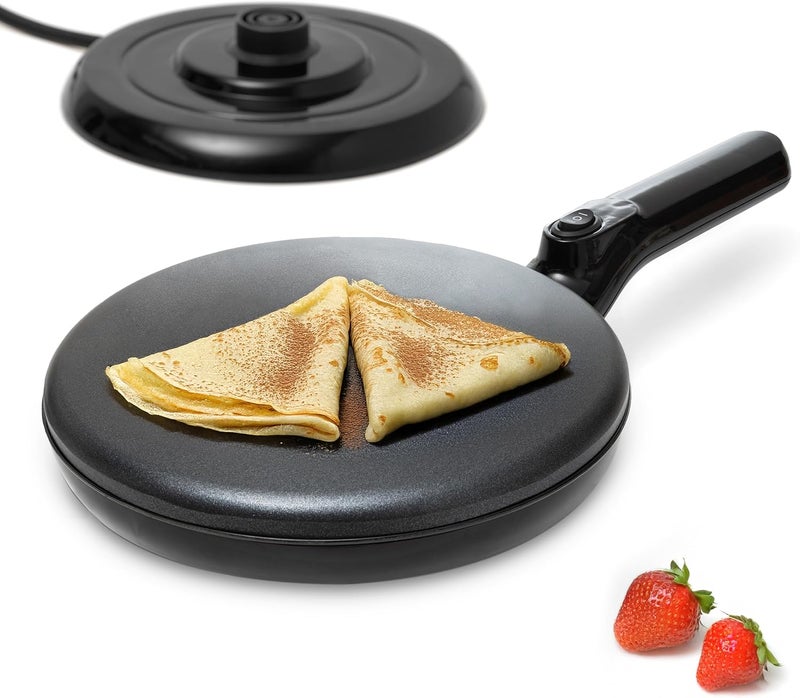 Moss & Stone Cordless Electric Crepe Maker With Auto Power Off, On/Off Switch & Dual Temperature Setting, 8 Inch Portable Crepe Maker & Non-Stick Dipping Plate, Nonstick Coating Pan - Image 1