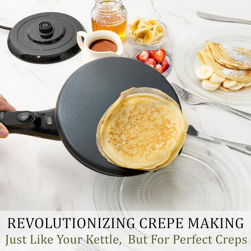 Moss & Stone Cordless Electric Crepe Maker With Auto Power Off, On/Off Switch & Dual Temperature Setting, 8 Inch Portable Crepe Maker & Non-Stick Dipping Plate, Nonstick Coating Pan - Image 5