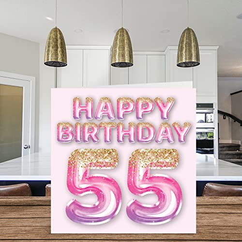 Stuff4 55th Birthday Card for Women - Pink & Purple Glitter Balloons - Happy Birthday Cards for 55 Year Old Woman Mom Nanny Grandma Gran Auntie, 5.7 x 5.7 Inch Fifty-Five Fifty-Fifth Bday Greeting Cards Gift - Image 3