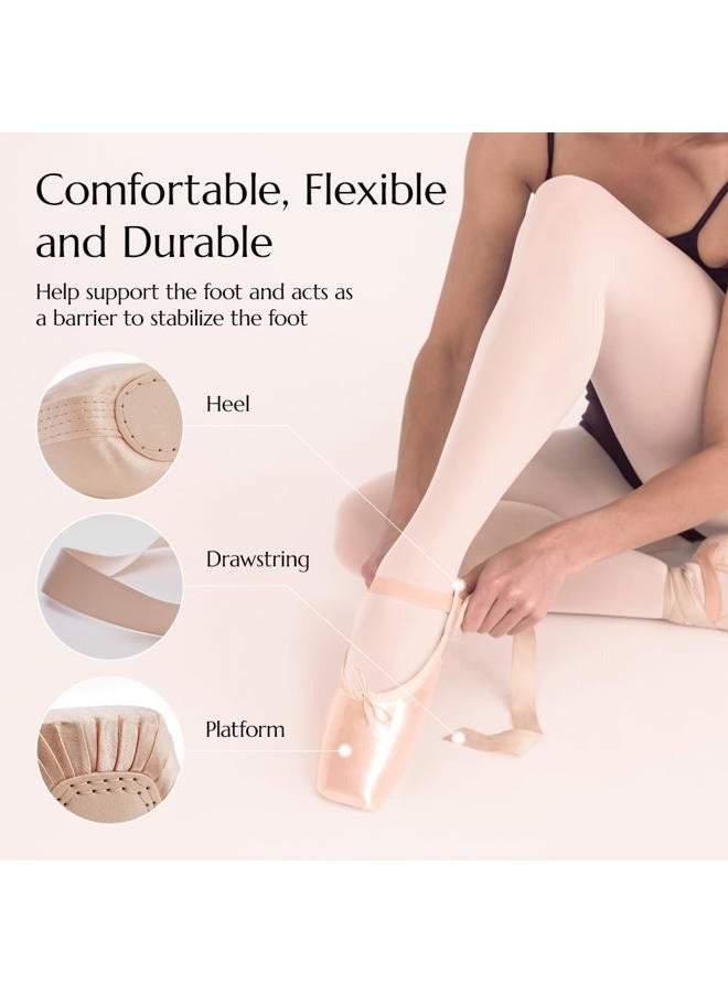 DoGeek Satin Pointe Shoes for Girls and Ladies Professional Ballet Dance Shoes with Ribbon for School or Home (Choose One Size Larger) Pink - Image 3