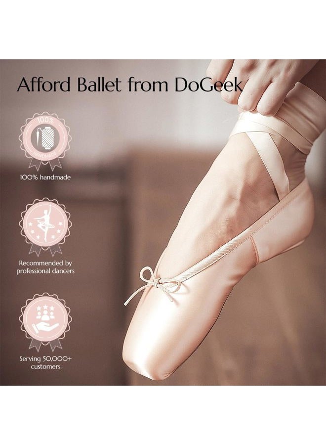 DoGeek Satin Pointe Shoes for Girls and Ladies Professional Ballet Dance Shoes with Ribbon for School or Home (Choose One Size Larger) Pink - Image 4