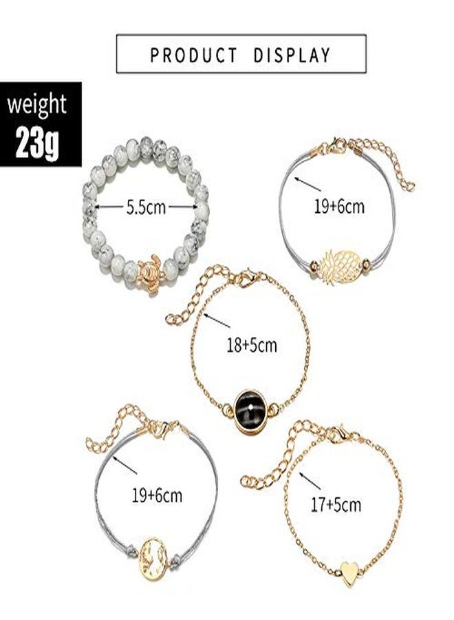 Thrillz Beaded Bracelets Adjustable Charm Pendent Stack Bracelets Set for Women Girl Friendship Gift Bracelet Links - Image 3