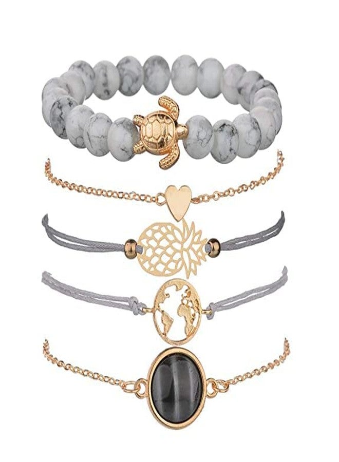 Thrillz Beaded Bracelets Adjustable Charm Pendent Stack Bracelets Set for Women Girl Friendship Gift Bracelet Links - Image 1