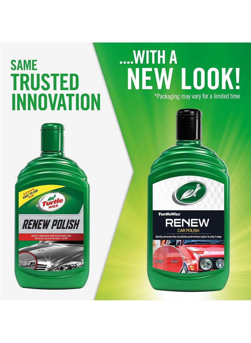 تيرتل مجموعة تلميع السيارات من Turtle Wax Renew تعمل على إزالة الخدوش بلطف واستعادة لون الطلاء وإضافة اللمعان ومناسبة لجميع المركبات وسهلة الاستخدام 500 مل × 2 - Image 2