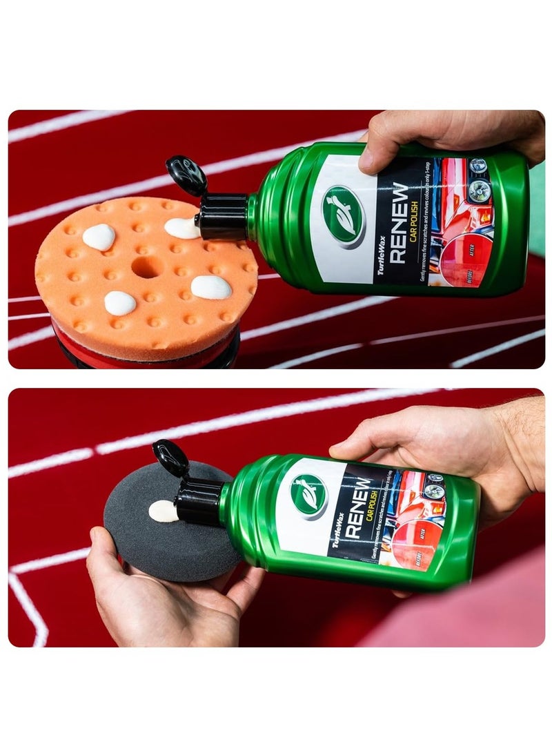 تيرتل مجموعة تلميع السيارات من Turtle Wax Renew تعمل على إزالة الخدوش بلطف واستعادة لون الطلاء وإضافة اللمعان ومناسبة لجميع المركبات وسهلة الاستخدام 500 مل × 2 - Image 3