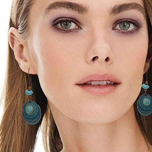 JMScape 45 Pairs Boho Vintage Drop Dangle Earrings Set for Women, Fashion Bohemian Earrings National Style Tassel Eardrop Hollow Bronze Waterdrop Leaf Jewelry for Valentine's Day Gifts - Image 2
