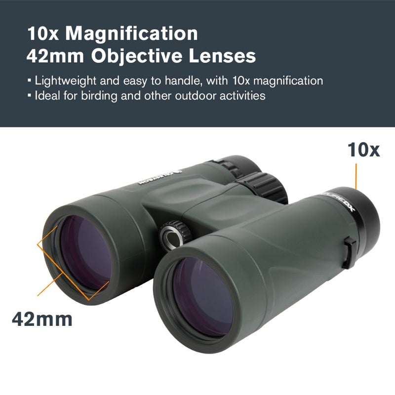 سلسترون منظار سيليسترون 71333 Nature DX 10x42 مم مع عدسات متعددة الطبقات، زجاج منشوري BaK-4 وحقيبة حمل، أخضر - Image 2