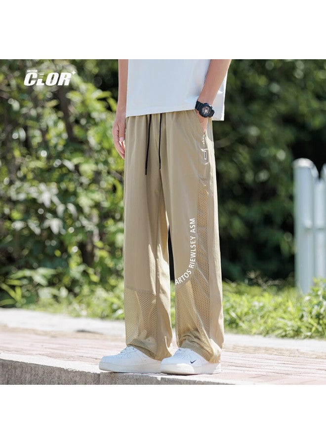 Clor Outdoor Pants For Men, Summer Lightweight Ice Silk Quick-dry Mesh Loose Trendy Versatile Casual Pants Cl79 Khaki L - Image 3
