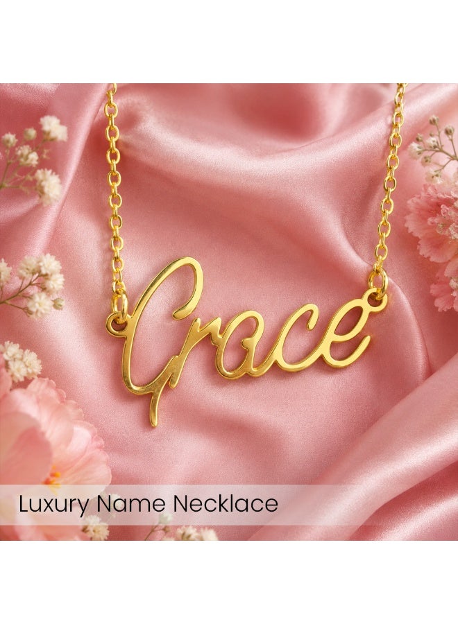 NENOUSH Kids Name Necklace | English Letter Pendant Chain 35cm | Gold Tone Jewelry | Birthday Party Gift for Girls | Daily Wear Fashion Jewelry for Special Occasions - Image 2