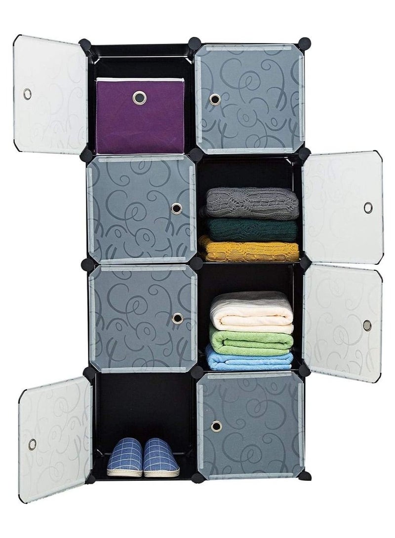 DubaiGallery Generic Roland Cube Storage Organizer, 8- Cube Diy Plastic Closet Cabinet, Modular Book Shelf Organizer Units, Storage Shelving Ideal For Bedroom Living Room Office With Doors, Black - Image 5