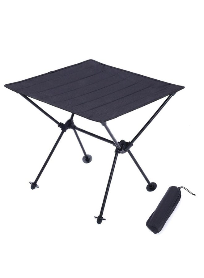 Portable Camping Table, Lightweight Folding Oxford Cloth Picnic Table with Aluminum Frame, Compact Roll-Up Collapsible Table for Outdoor BBQ, Beach, Fishing, Tailgating Travel (Black) - Image 1