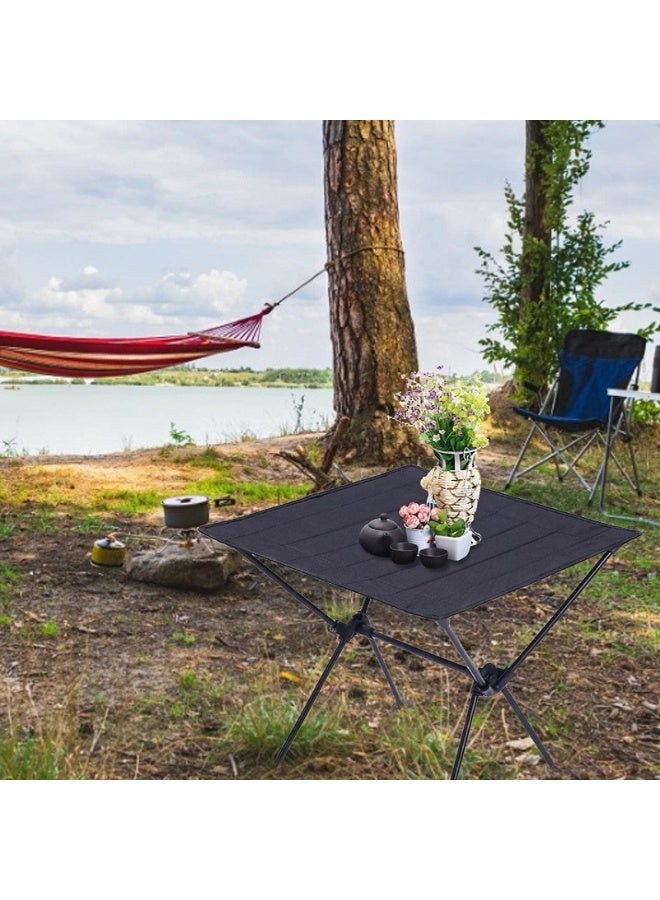 Portable Camping Table, Lightweight Folding Oxford Cloth Picnic Table with Aluminum Frame, Compact Roll-Up Collapsible Table for Outdoor BBQ, Beach, Fishing, Tailgating Travel (Black) - Image 2