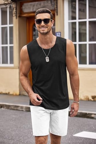 COOFANDY Gym Workout Sleeveless Tops for Men 2 Pack Muscle Fitness Tank Top Bodybuilding Tee, Small BlackWhite - Image 2