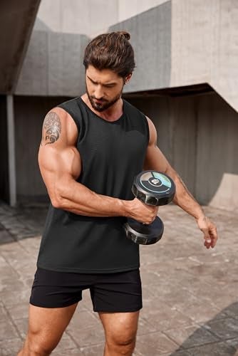 COOFANDY Gym Workout Sleeveless Tops for Men 2 Pack Muscle Fitness Tank Top Bodybuilding Tee, Small BlackWhite - Image 4