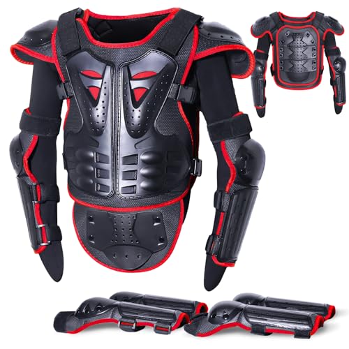 StarknightMT Upgraded Kids Motorcycle Armor Suit Teen Dirt Bike Gear Riding Protective Set for Cycling, Skateboarding, Skiing, Skating, Off-Road (Red) - Image 1