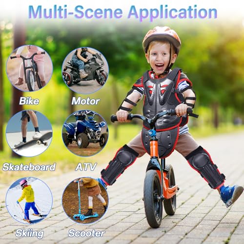 StarknightMT Upgraded Kids Motorcycle Armor Suit Teen Dirt Bike Gear Riding Protective Set for Cycling, Skateboarding, Skiing, Skating, Off-Road (Red) - Image 2