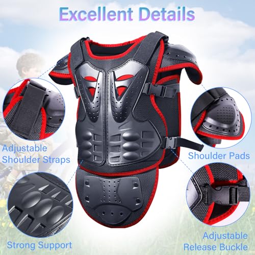 StarknightMT Upgraded Kids Motorcycle Armor Suit Teen Dirt Bike Gear Riding Protective Set for Cycling, Skateboarding, Skiing, Skating, Off-Road (Red) - Image 3