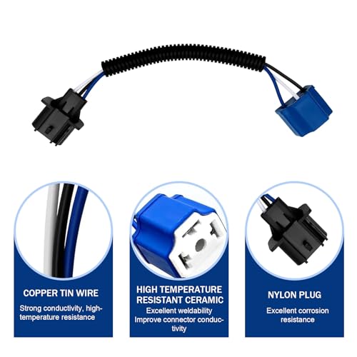 MOXRUQ 2 PCS Car H13 Male to H4 Female Adapter, 9.44" Waterproof Headlight Adapter Connector Wire Harnes, HID to Led Conversion Kit for Headlights Fog Lights, Universal Wire Harnes for Cars (Black) - Image 3
