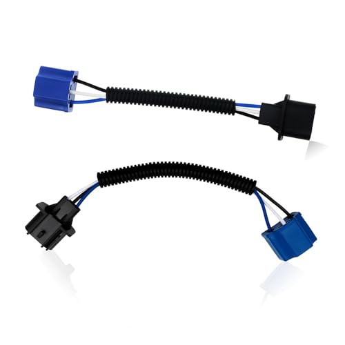 MOXRUQ 2 PCS Car H13 Male to H4 Female Adapter, 9.44" Waterproof Headlight Adapter Connector Wire Harnes, HID to Led Conversion Kit for Headlights Fog Lights, Universal Wire Harnes for Cars (Black) - Image 1