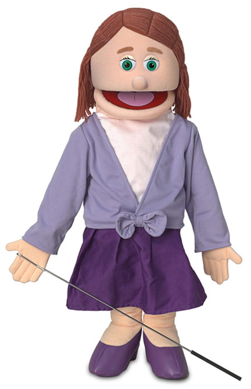 Silly Puppets 25" Sarah, Peach Mom/Teacher, Full Body, Ventriloquist Style Puppet - Image 1