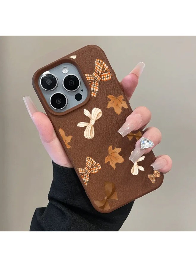 Temu Brown Butterfly and Bow Decorated Stylish Shockproof and Scratch Resistant Phone Case Compatible with iPhone 14 Pro - Image 2