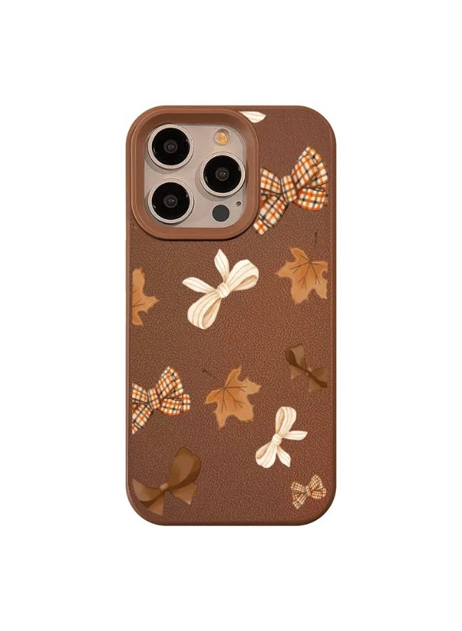 Temu Brown Butterfly and Bow Decorated Stylish Shockproof and Scratch Resistant Phone Case Compatible with iPhone 14 Pro - Image 1