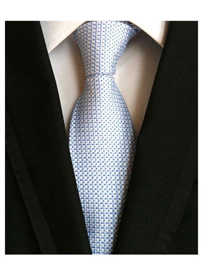 Men's Solid Ties Jacquard Patterned Formal Business Necktie Various Design, Blue White, One size