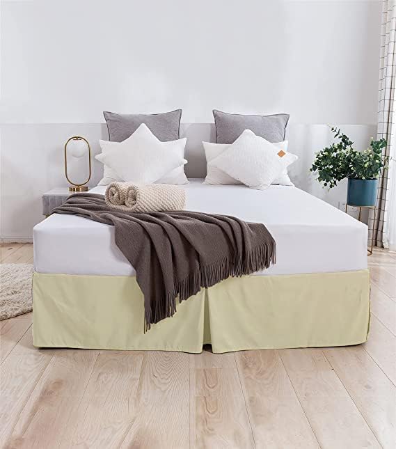SLEEPINO SLEEPINO Box Pleated Bed Skirt King Size 72x78 Inches 18 Inch Tailored Drop Easy Fit King Bed Center Corner Pleats Ivory 