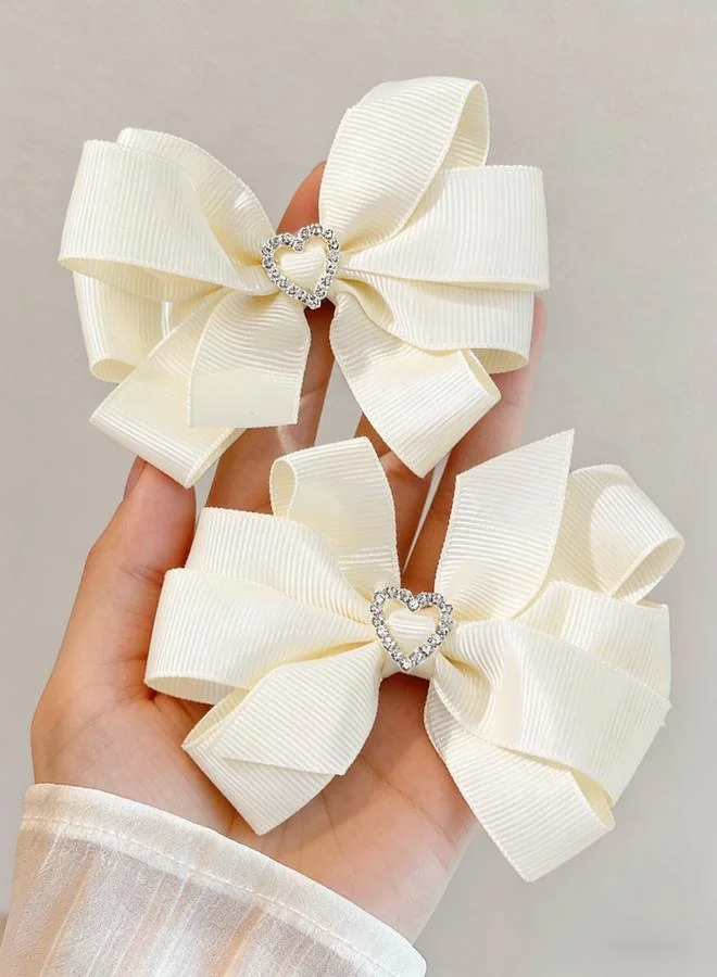Take Two Set of 2 - Solid Heart Bow Hair Clip