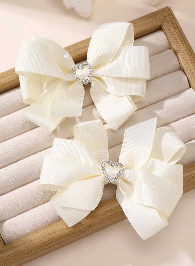 Take Two Set of 2 - Solid Heart Bow Hair Clip