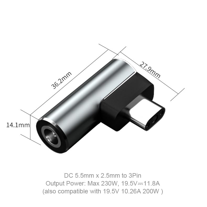 SlimQ Compatible with 𝐑𝐚𝐳𝐞𝐫 Laptop - 𝟮𝟰𝟬𝗪 Power Adapter Connector - Image 3
