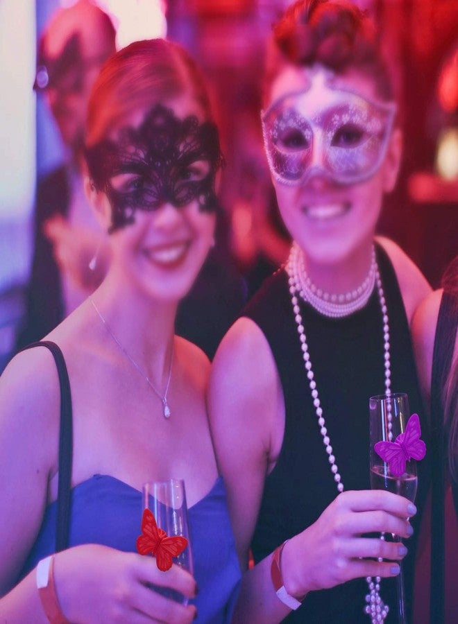 أوير مجموعة علامات أكواب النبيذ المصنوعة من السيليكون من AUEAR، عبوة من 10 قطع، بتصميم فراشة، مزودة بأكواب شفط، تعمل على الأكواب بدون ساق. - Image 5